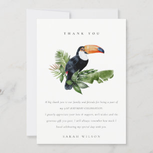 Carte De Remerciements Toucan de la Forêt Tropicale Humide Faune Annivers