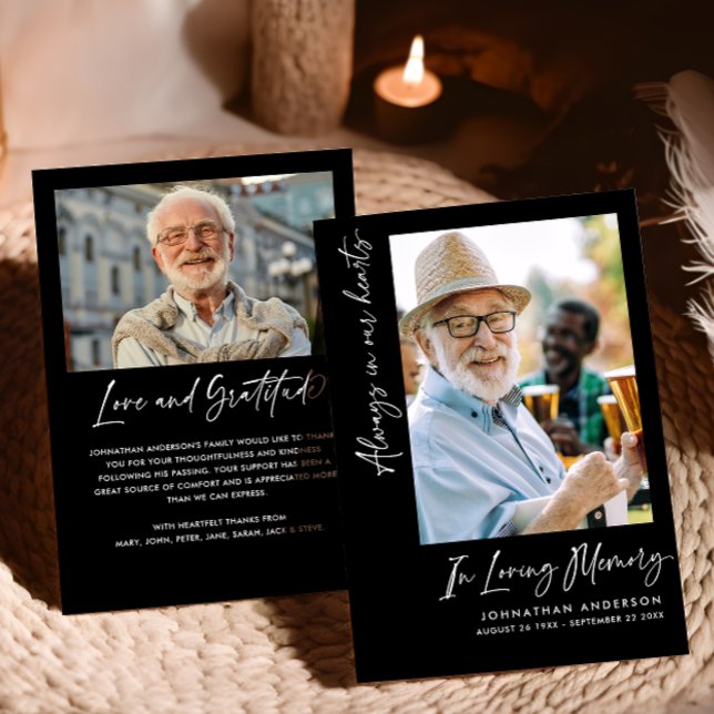 Carte De Remerciements Toujours dans nos coeurs 2-Photo Funérailles/Mémor (Créateur téléchargé)