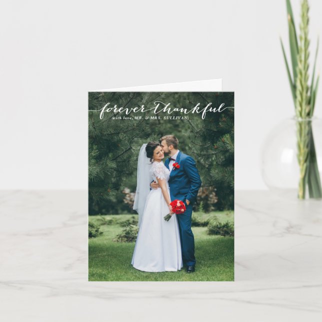 Carte De Remerciements Toujours reconnaissant lettre manuscrite verticale (Devant)