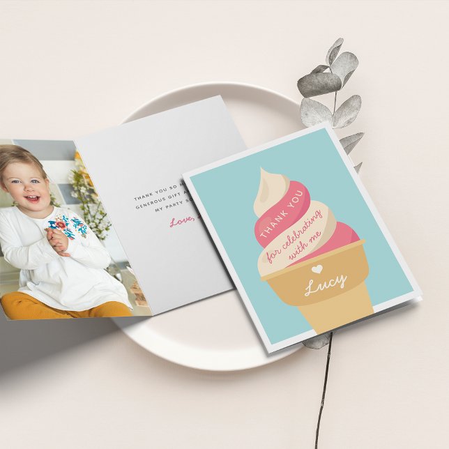 Carte De Remerciements Tour d'anniversaire enfant tourbillon glace à la f (Créateur téléchargé)