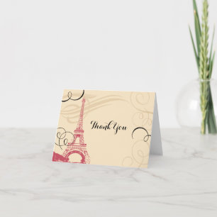 Carte De Remerciements Tour Eiffel Paris France Vintage