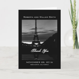 Carte De Remerciements Tour Eiffel réflexion Vintage France Paris