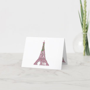Carte De Remerciements Tour Eiffel Rose Roses Topiaire art français 