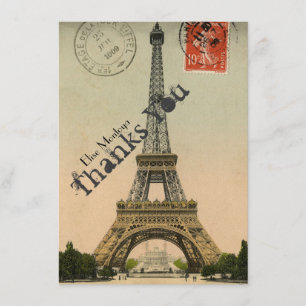 Carte De Remerciements Tour Eiffel Vintage Paris Remerciements Personnali