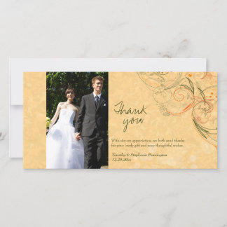 Carte De Remerciements Tourbillons à fleurs d'orange et d'olive mariage m