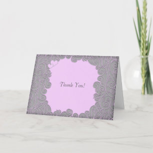 Carte De Remerciements Tourbillons Modernes en Rose et Gris Remerciement