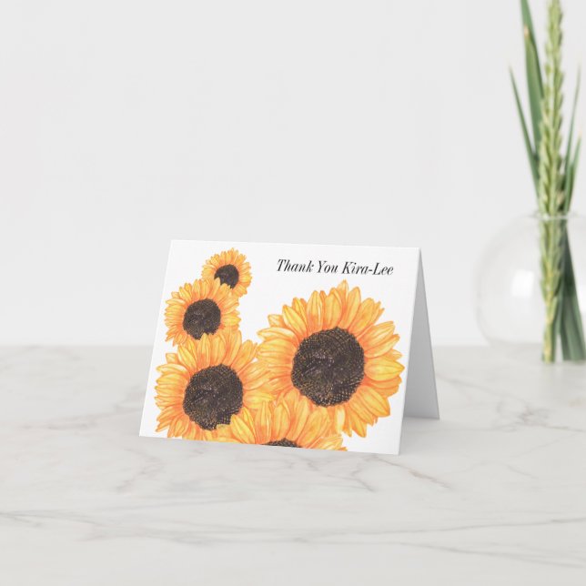 Carte De Remerciements Tournesol Aquarelle pour elle (Devant)
