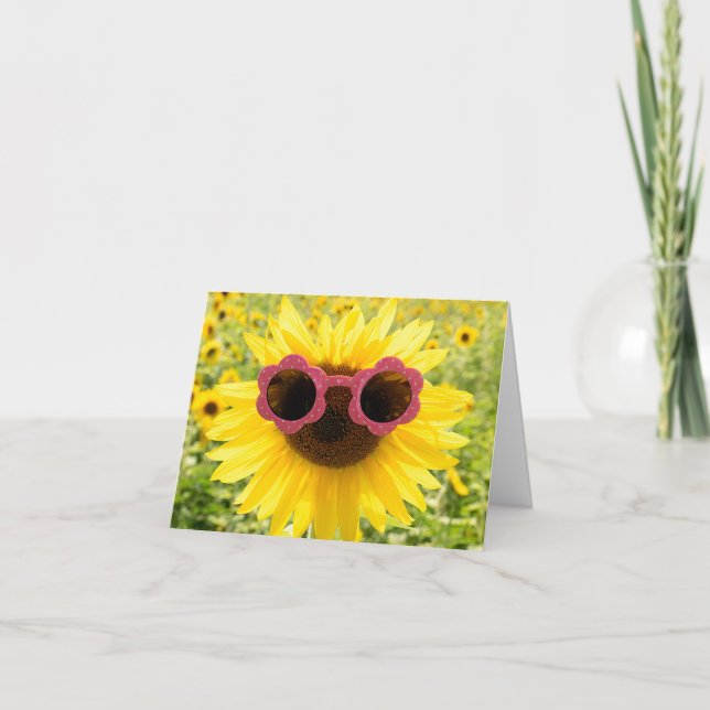 Carte De Remerciements Tournesol avec lunettes de soleil (Devant)