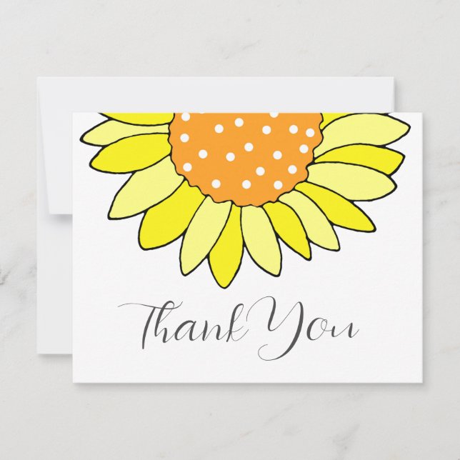 Carte De Remerciements Tournesol dessiné à la main (Devant)