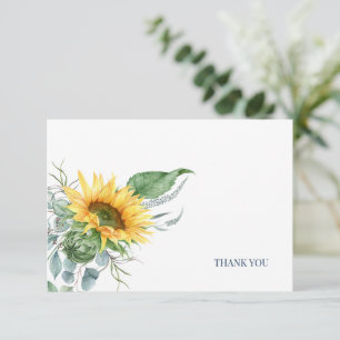 Carte De Remerciements Tournesol Élégant Eucalyptus Floral 
