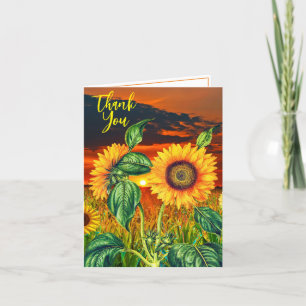 Carte De Remerciements Tournesol Esthétique (Messages de Remerciement Pro