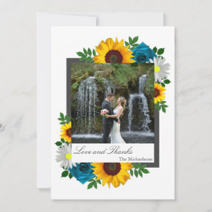 Carte De Remerciements Tournesol Rose Daisy Floral Mariage