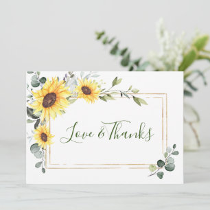 Carte De Remerciements Tournesols élégants Eucalyptus Verdure