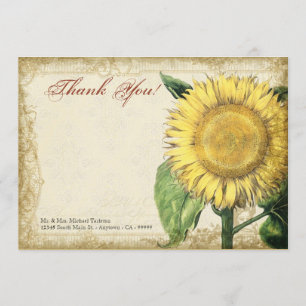 Carte De Remerciements Tournesols Floraux Vintage - Mariage d'Automne