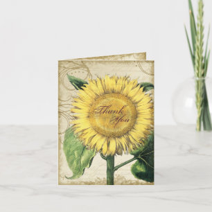 Carte De Remerciements Tournesols Floraux Vintage - Mariage d'Automne