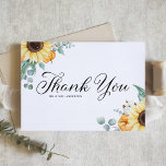 Carte De Remerciements Tournesols rustiques et Mariage de automne Citroui<br><div class="desc">Merci à vos invités avec ce carte de remerciements sur le thème de l'automne personnalisable. Il présente des illustrations d'aquarelle de tournesols, de coton, de citrouille et d'eucalyptus feuille. Personnalisez en ajoutant vos détails. Ces tournesols et cartes de remerciements citrouilles seront également parfaits pour les mariages de automne, les douches...</div>