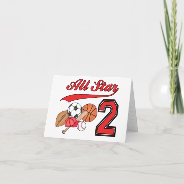 Carte De Remerciements Tous les sports Star 2e anniversaire Renouvellemen (Devant)
