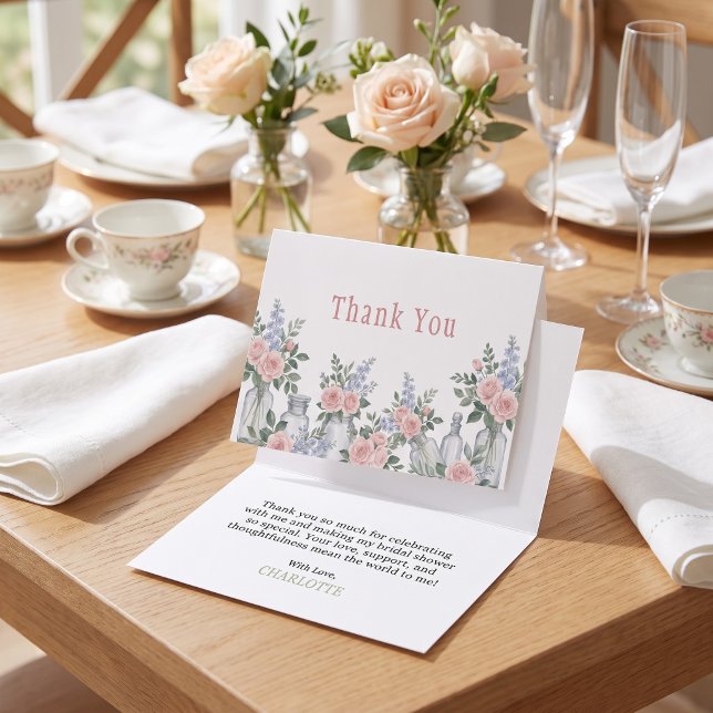Carte De Remerciements Tout frais du marché Mariage Pot Mason (Fresh Off The Market Mason Jar Bridal Shower Thank You Card)