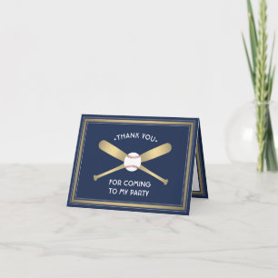 Carte De Remerciements Toute Texte 1 Photo Thème de Fête Baseball Navy & 