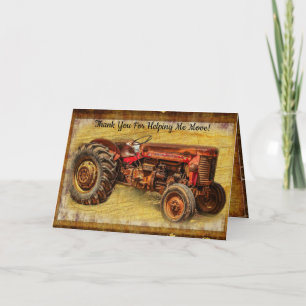 Carte De Remerciements Tracteur rouge antique