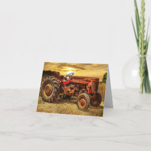 Carte De Remerciements Tracteur vintage Red Farm