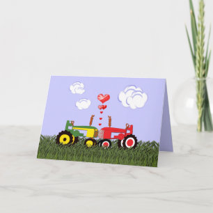 Carte De Remerciements Tracteurs embrassant sous les coeurs