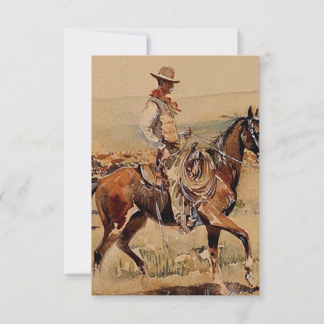 Carte De Remerciements "Trail Drive" 2 Western Art par Edward Borein (Devant)