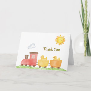 Carte De Remerciements Train de Canards en Caoutchouc Rustique pour Baby