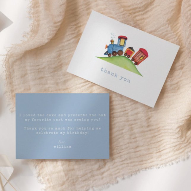 Carte De Remerciements Train de naissance Choo Choo à l'aquarelle (Créateur téléchargé)