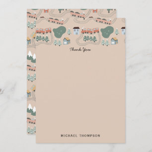 Carte De Remerciements Trains colorés mignons sur les rails de train Moti