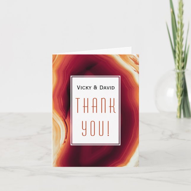 Carte De Remerciements Tranche d'agate rouge géode mariage Remerciement p (Devant)