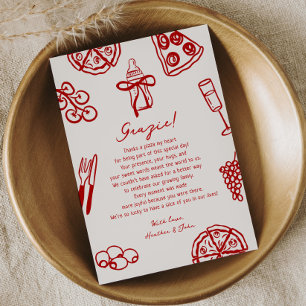 Carte De Remerciements Tranche Tranche Bébé Pizza Baby Shower Grazie