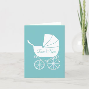 Carte De Remerciements Transport vintage Baby shower Cute Blue Boy