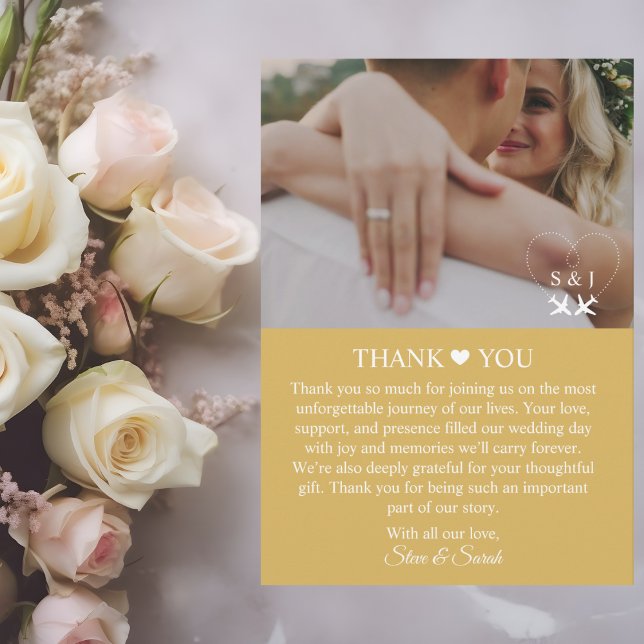 Carte De Remerciements Travel Wedding Airplane Heart Modern Aviation (Créateur téléchargé)