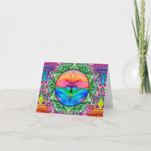 Carte De Remerciements Tree of Life Calming Rainbow