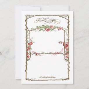 Carte De Remerciements Trellis Faux Bois Vintage de Style Letterpress - R