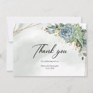Carte De Remerciements Trendy boho vert succulents eucalyptus feuillage