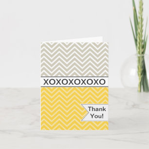 Carte De Remerciements Trendy Chic Yellow Chevron XOXO Thank You Card