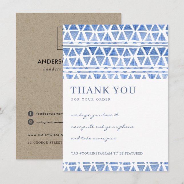 CARTE DE REMERCIEMENTS TRIBAL TRIANGULAIRE MOTIF ENTREPRISE LOGO (Devant / Derrière)