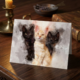 Carte De Remerciements Trio aquarelle de mignons chatons noirs et orange