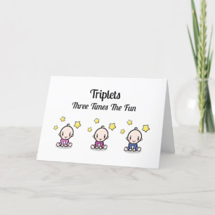 Carte De Remerciements Triplets Félicitations Card, 2 filles et 1 garçon,