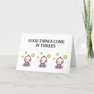 Carte De Remerciements Triplets Félicitations Card, 3 filles,