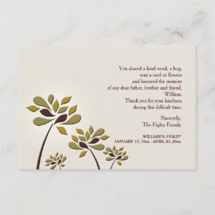 Carte de remerciements triste de sympathie