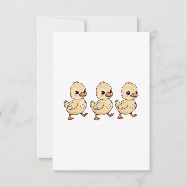 Carte De Remerciements Trois Canetons Marchant en Rangée – Mignon (Devant)