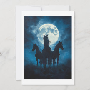 Carte De Remerciements Trois Chevaux Lune