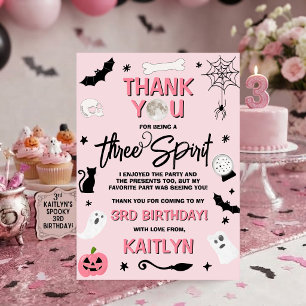 Carte De Remerciements Trois Esprits ! Fête d'anniversaire Halloween 3 an
