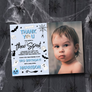 Carte De Remerciements Trois Esprits ! Photo d'anniversaire des garçons H