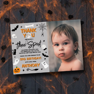 Carte De Remerciements Trois Esprits ! Photo d'anniversaire Halloween 3 a