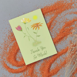 Carte De Remerciements Trois fleurs au soleil - transparentes.