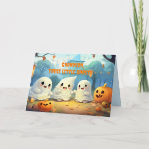 CARTE DE REMERCIEMENTS TROIS GHOSTS GRANDSON HALLOWEEN CARD